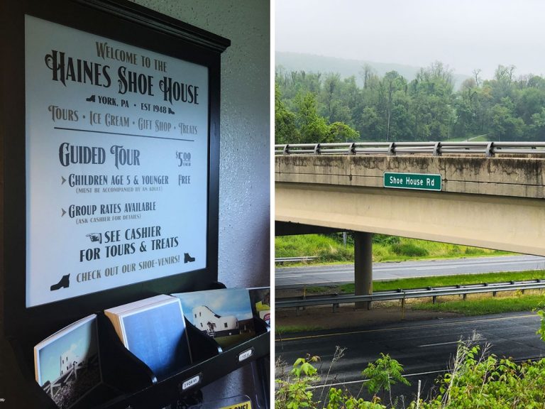 Haines Shoe House sign and tour information