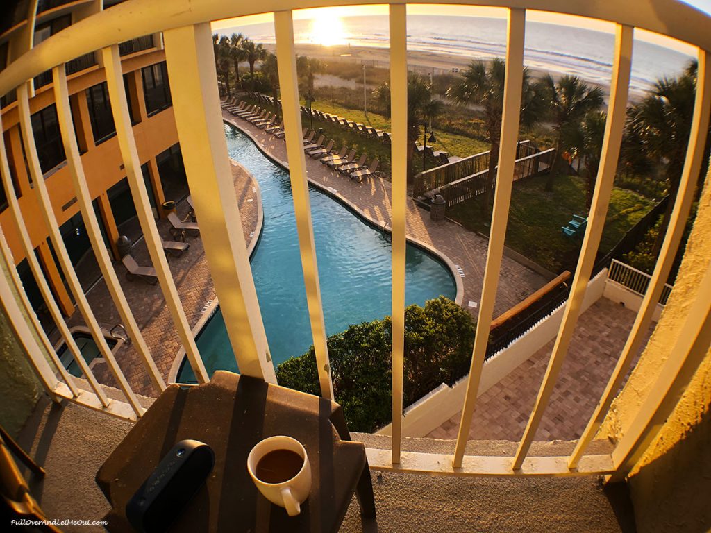 Coffee on the balcony at The Strand in Myrtle Beach, SC. PullOverAndLetMeOut