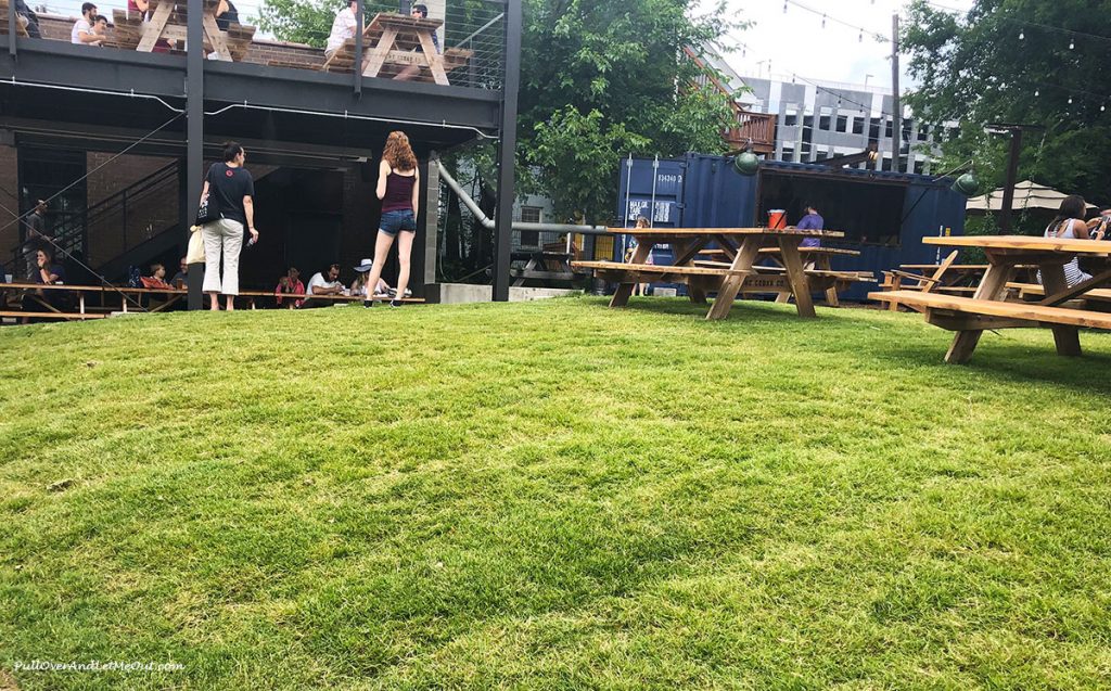 The beer garden at Ponysaurus Brewing.