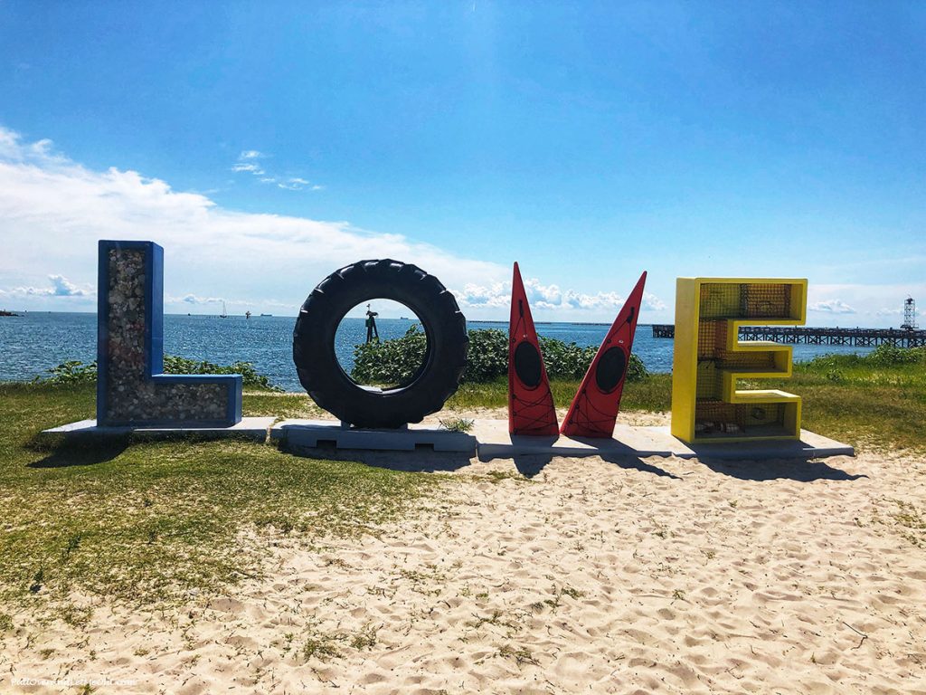 A LOVE sign at the beach in Cape Charles, VA.