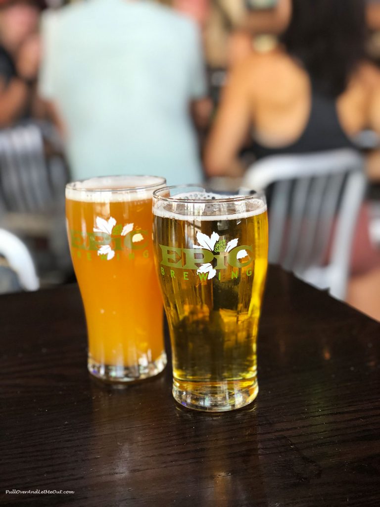 Two glasses with beer at Epic Brewing in Denver, CO PullOverAndLetMeOut