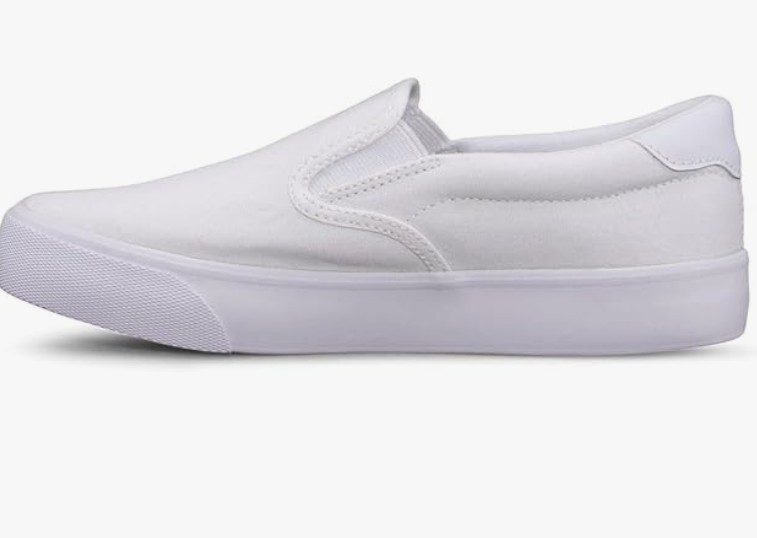 a white slip on tennis shoe