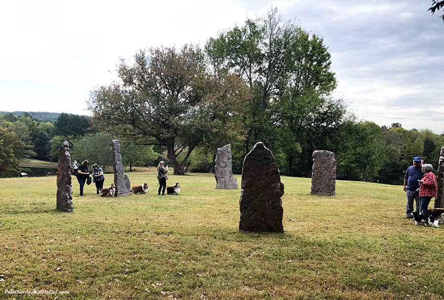 Scottish dogs at the stones at Outlandish Hillsborough in Hillsborough, NC