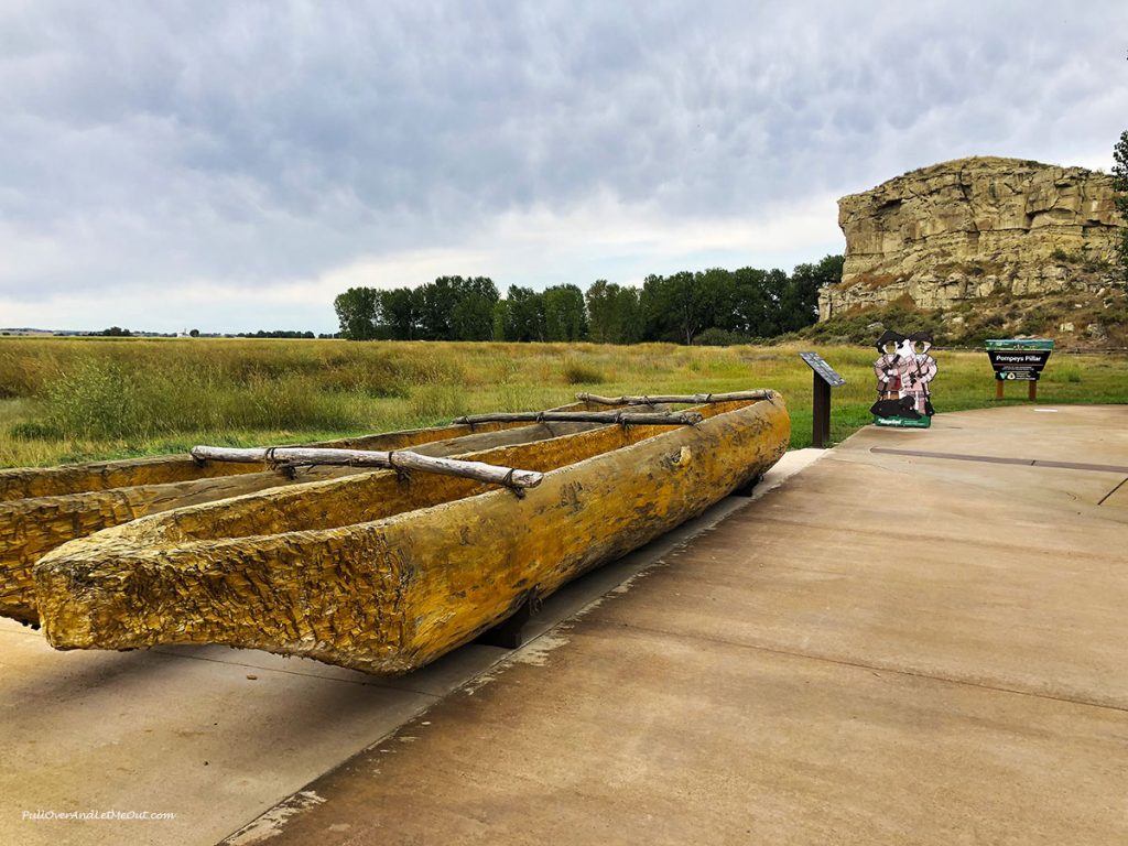 A canoe carved from a log at Pompeys Pillar National Monument