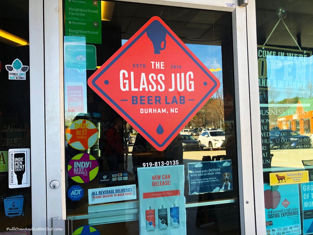 Door to The Glass Jug Beer Lab in Durham, North Carolina