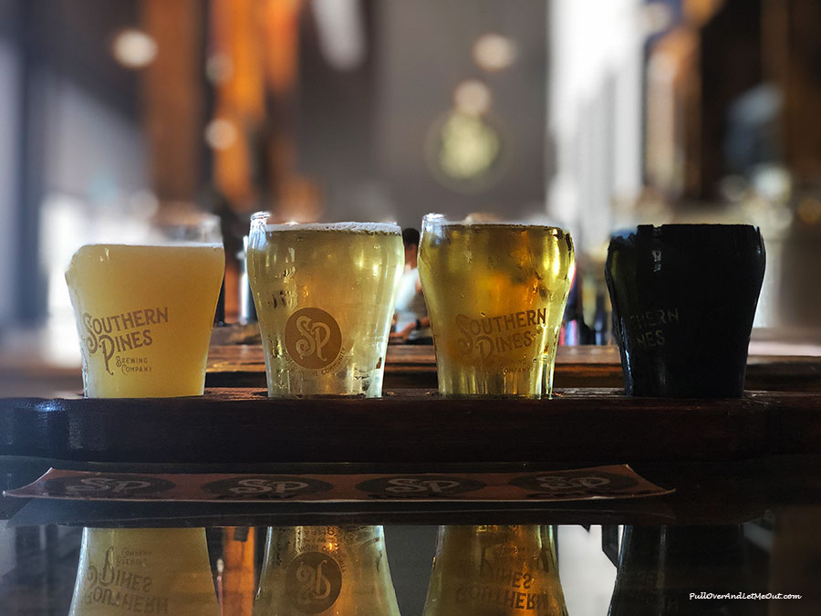 A flight of four beers