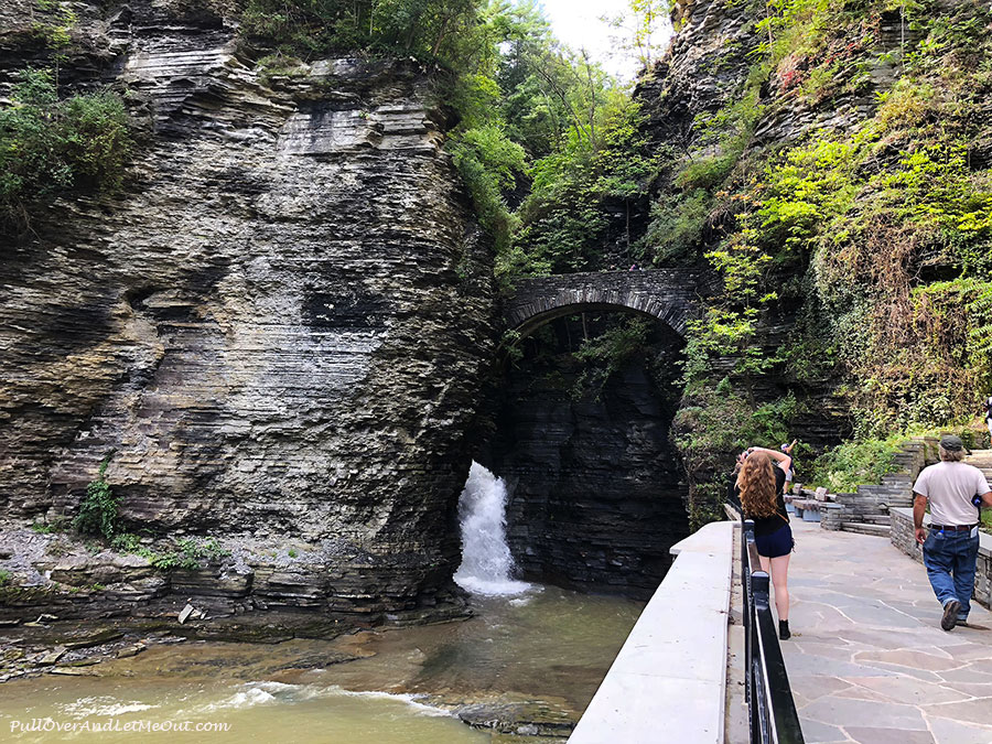 Walkway leading to the waterfall and gorge at Watkins Glen State Park