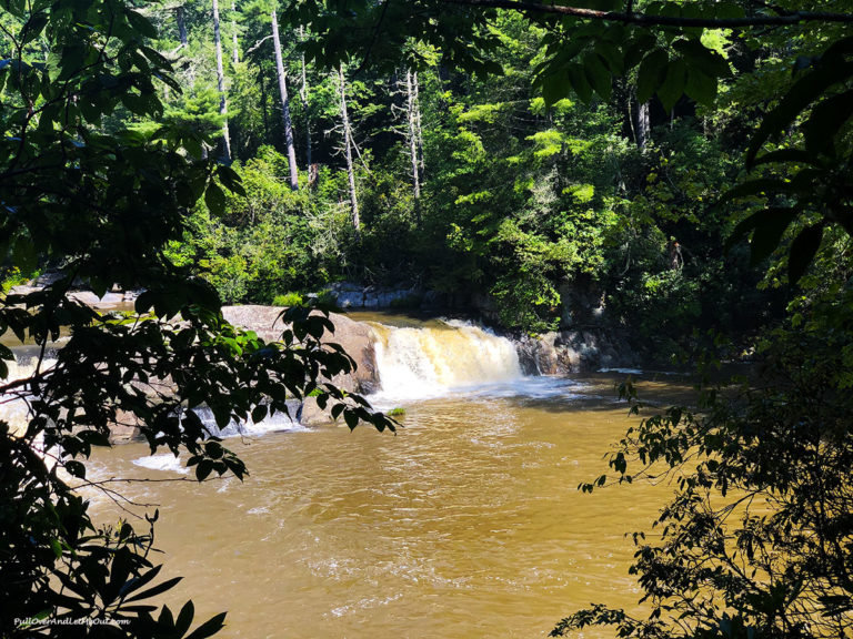 view of fall through the trees at Linville Falls, Linville, NC