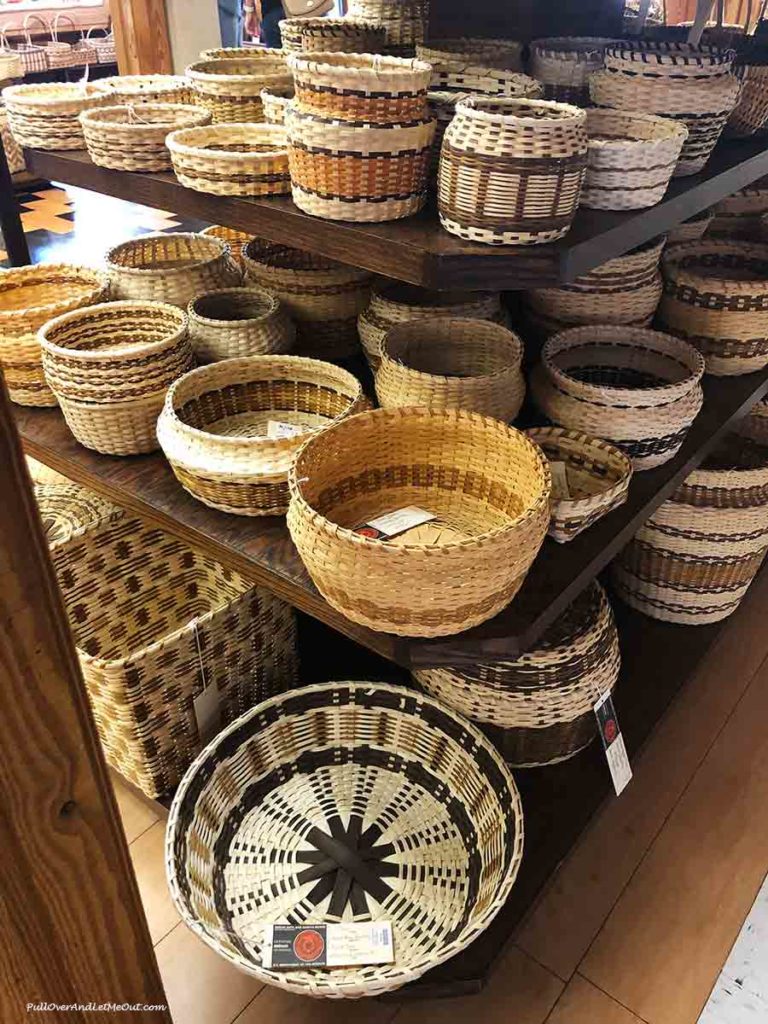 a display of hand-woven baskets at Qualla Arts Center in Cherokee, NC PullOverAndLetMeOut