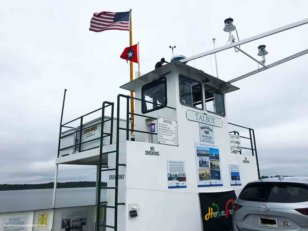 Flags and tower on the Oxford-Bellevue ferry PullOverAndLetMeOut