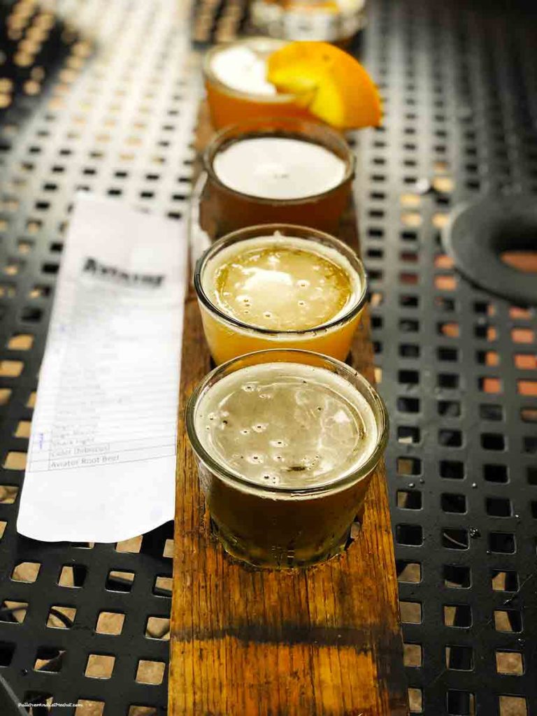 A flight of four beer samples at Aviator Brewing Co. Fuquay-Varina PullOverAndLetMeOut