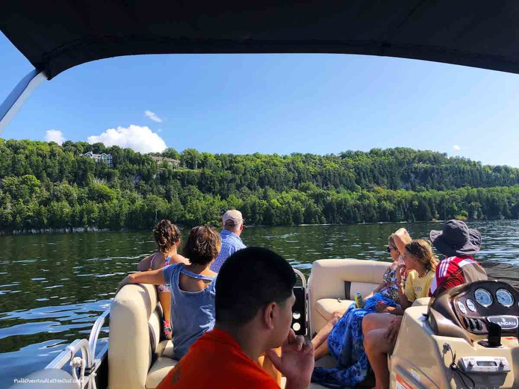 people on a pontoon boat on Lake Michigan in Door County, Wisconsin PullOverAndLetMeOut