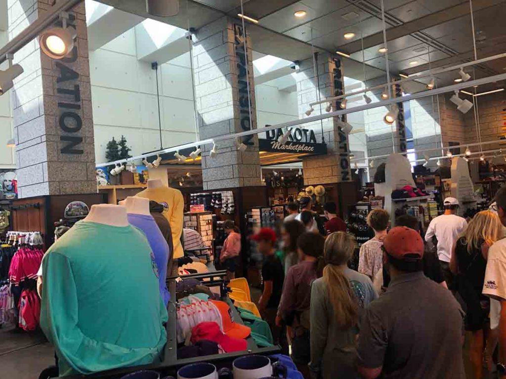 crowded gift shop at Mount Rushmore