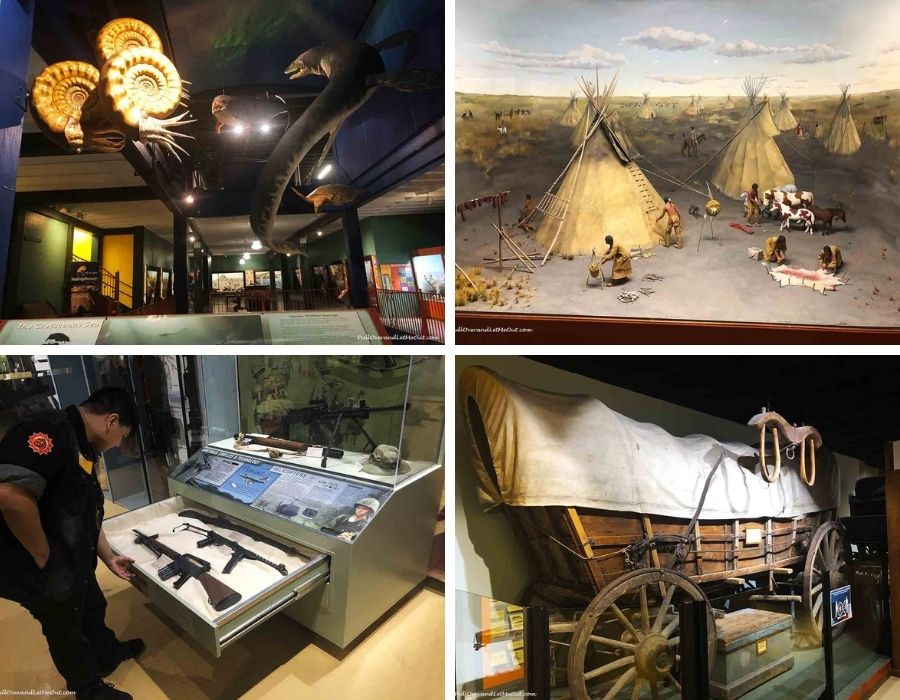 a collage of four pictures of the Hastings Museum in Nebraska