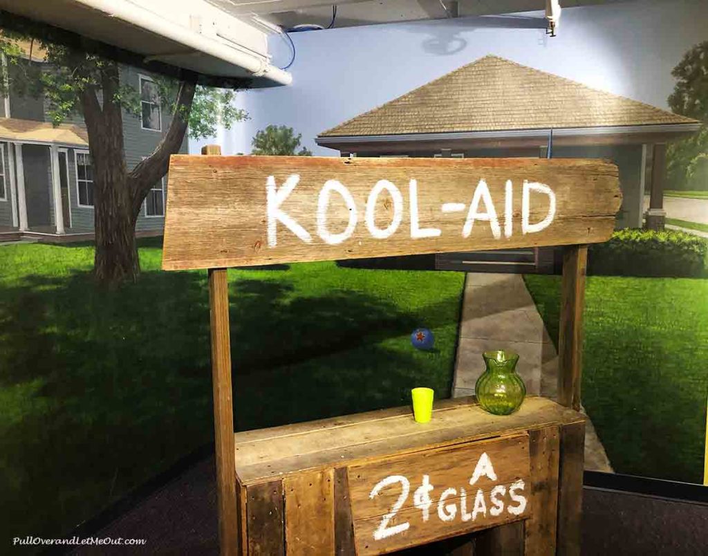 a wooden Kool-Aid stand