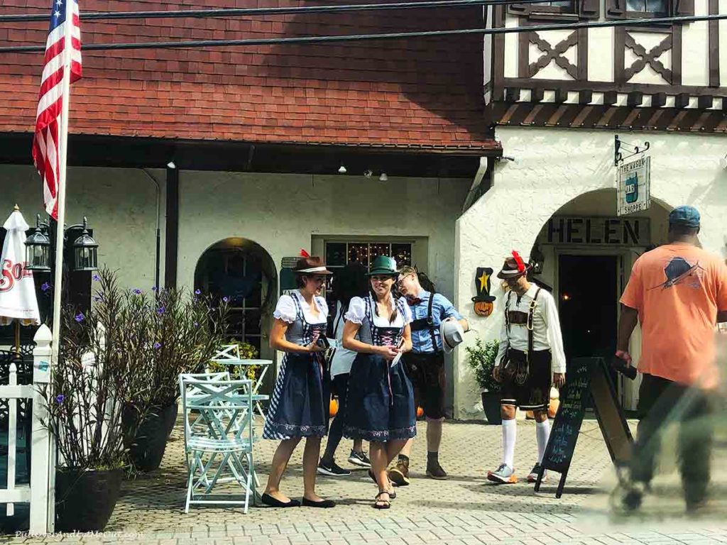 German dancers strolling the streets in Helen, GA