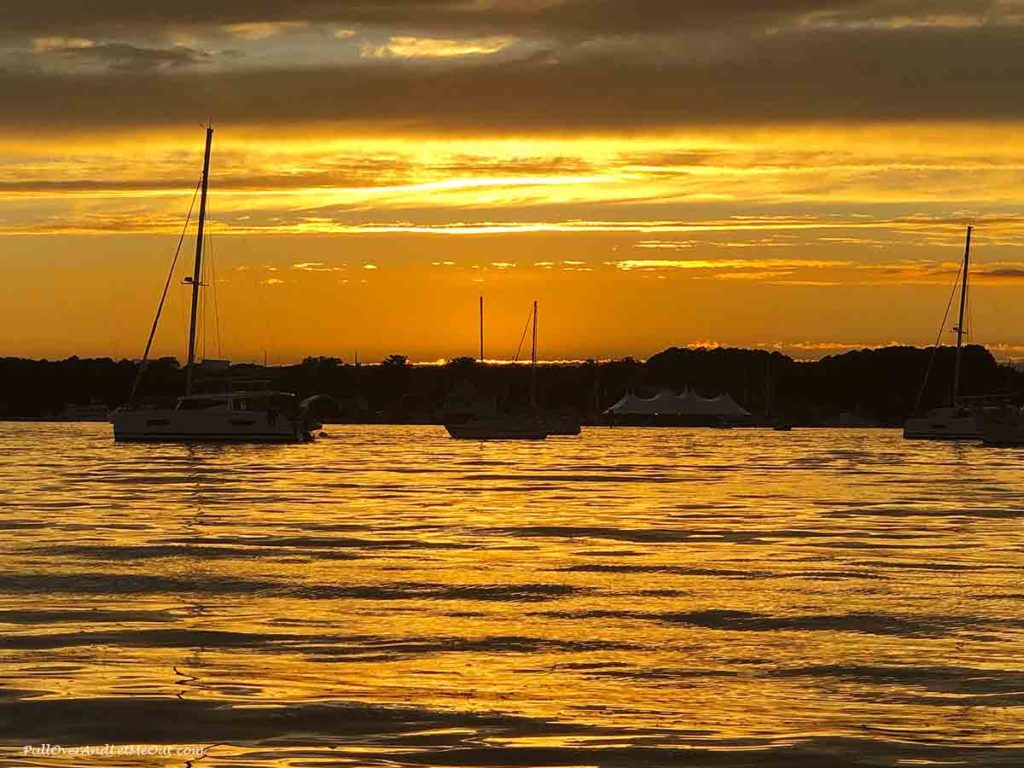 St. Michaels, MD at sunset from the water