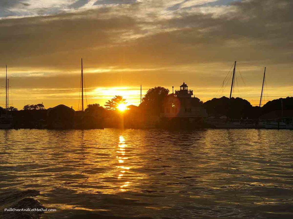 The sun dipping behind St. Michaels MD