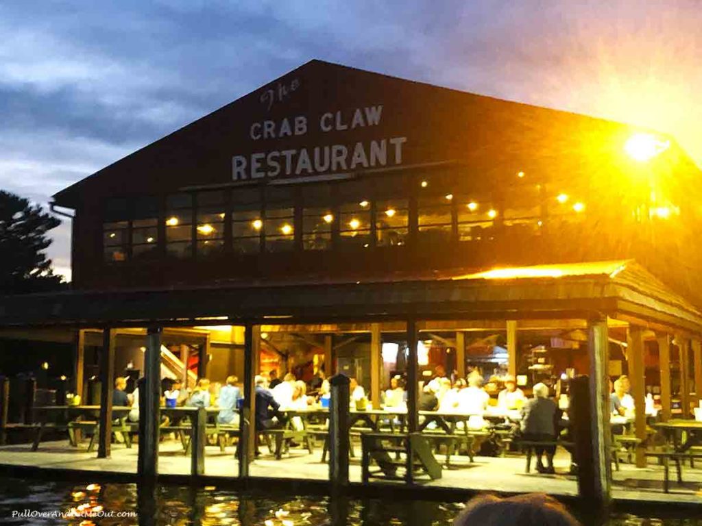 The Crab Claw restaurant at sunset