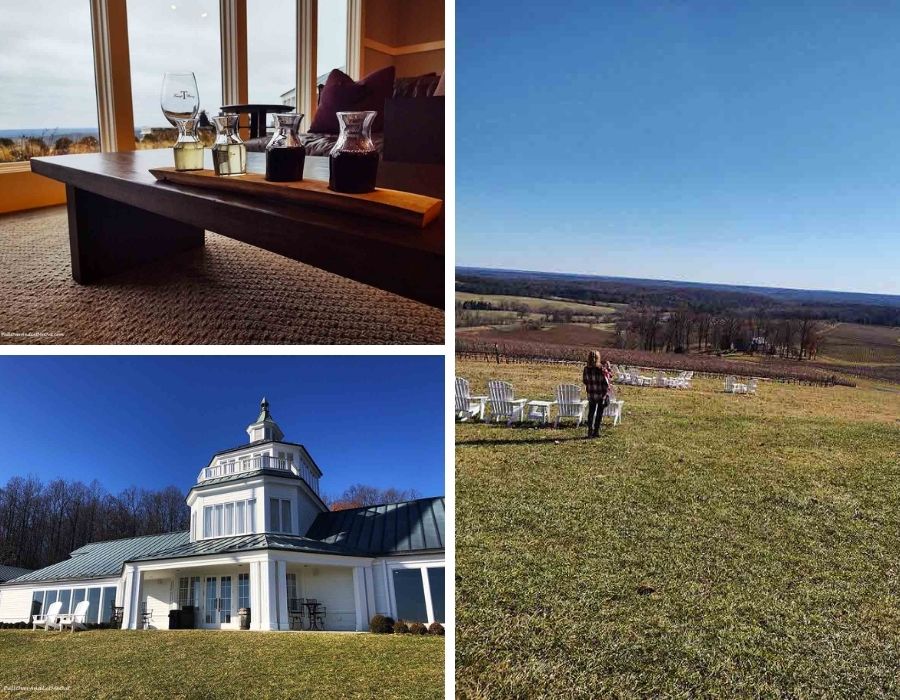 A collage of three pictures of Trump Winery