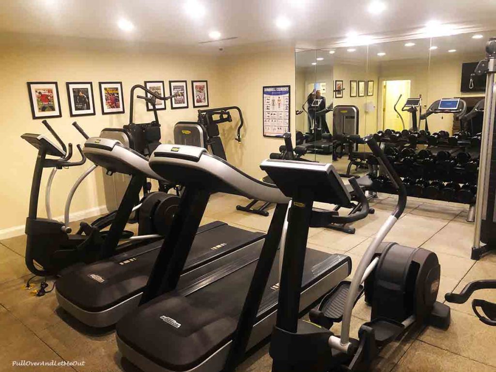 an exercise room at a resort