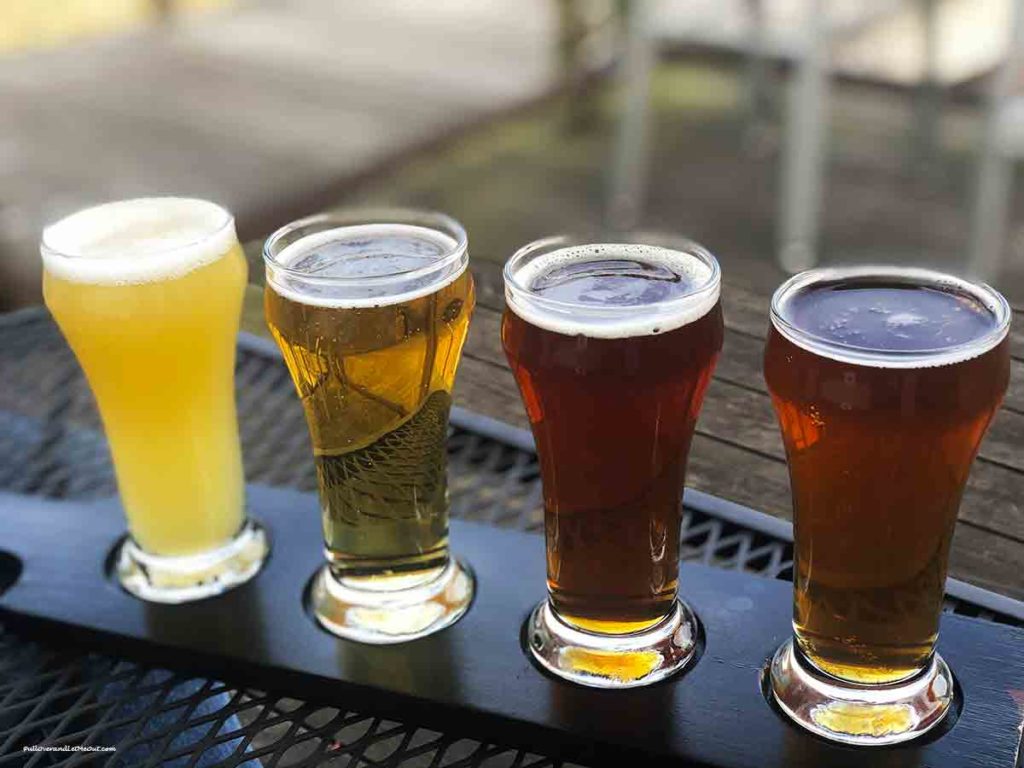 a flight of four beers