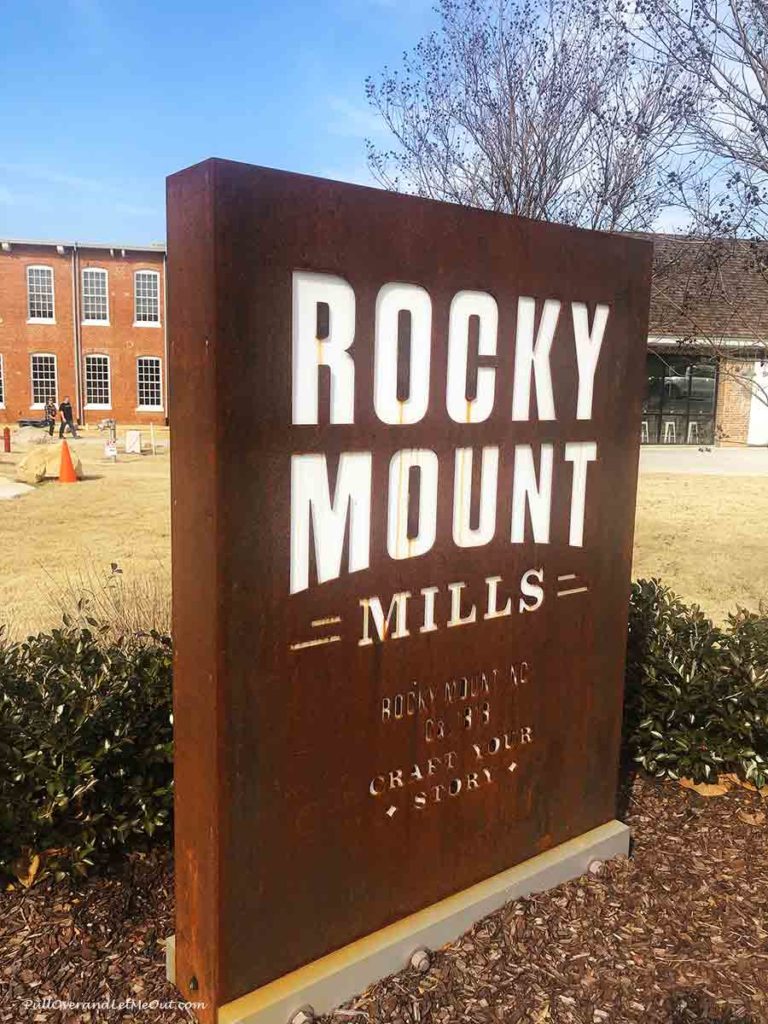 Sign outside of Rocky Mount Mills in Rocky Mount NC