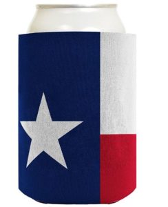 a koozie with the Texas flag