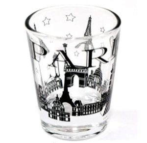 a shot glass that says Paris