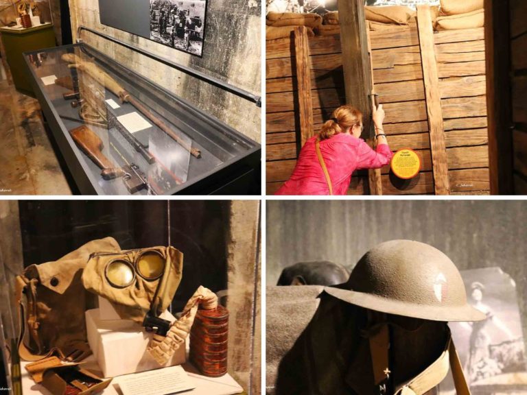 a collage of WWI museum exhibits