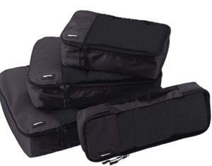 four black packing cubes