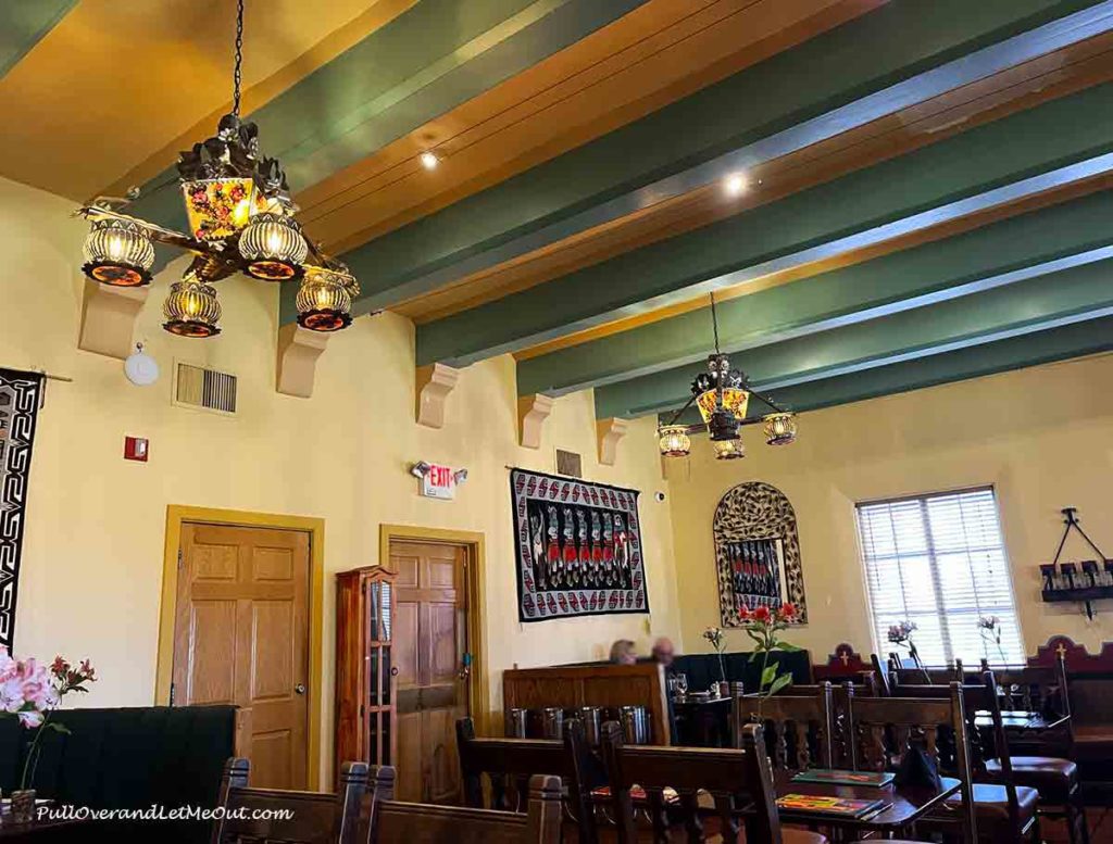 a spacious dining room in a restaurant