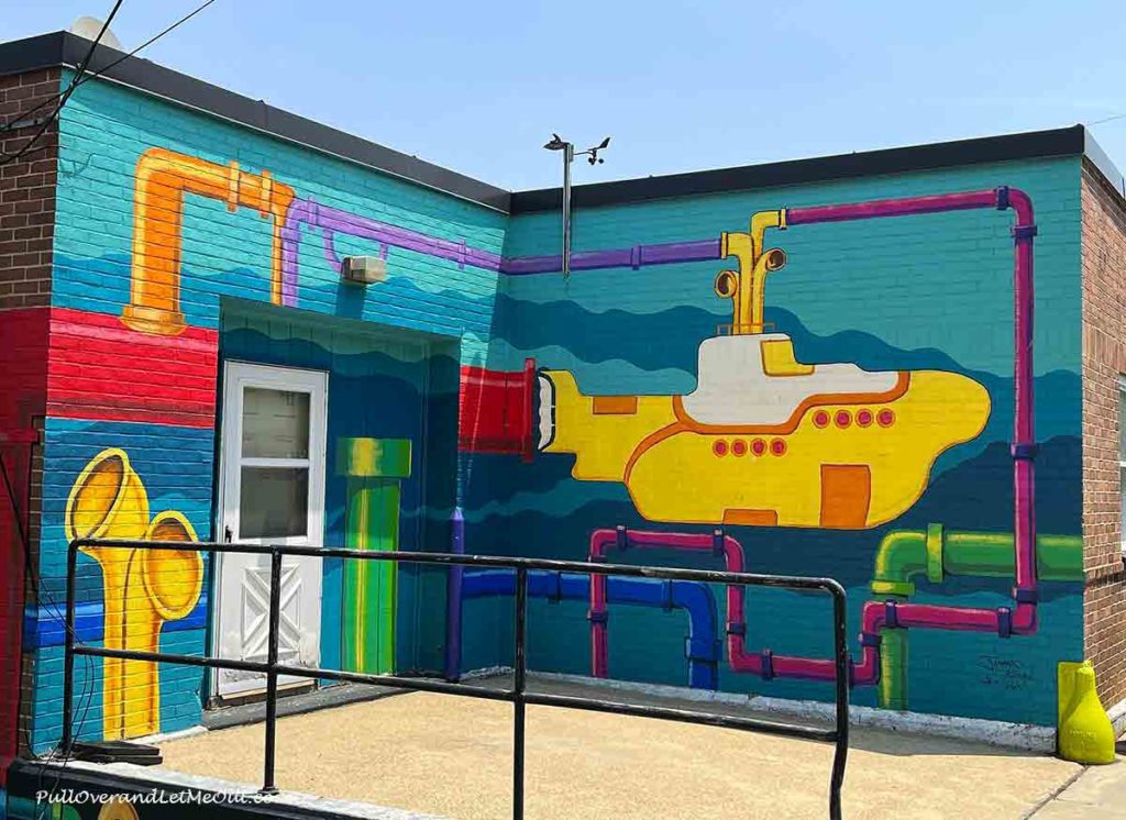 a colorful wall art of Yellow Submarine