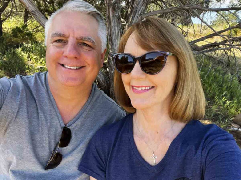 a man and a woman taking a selfie