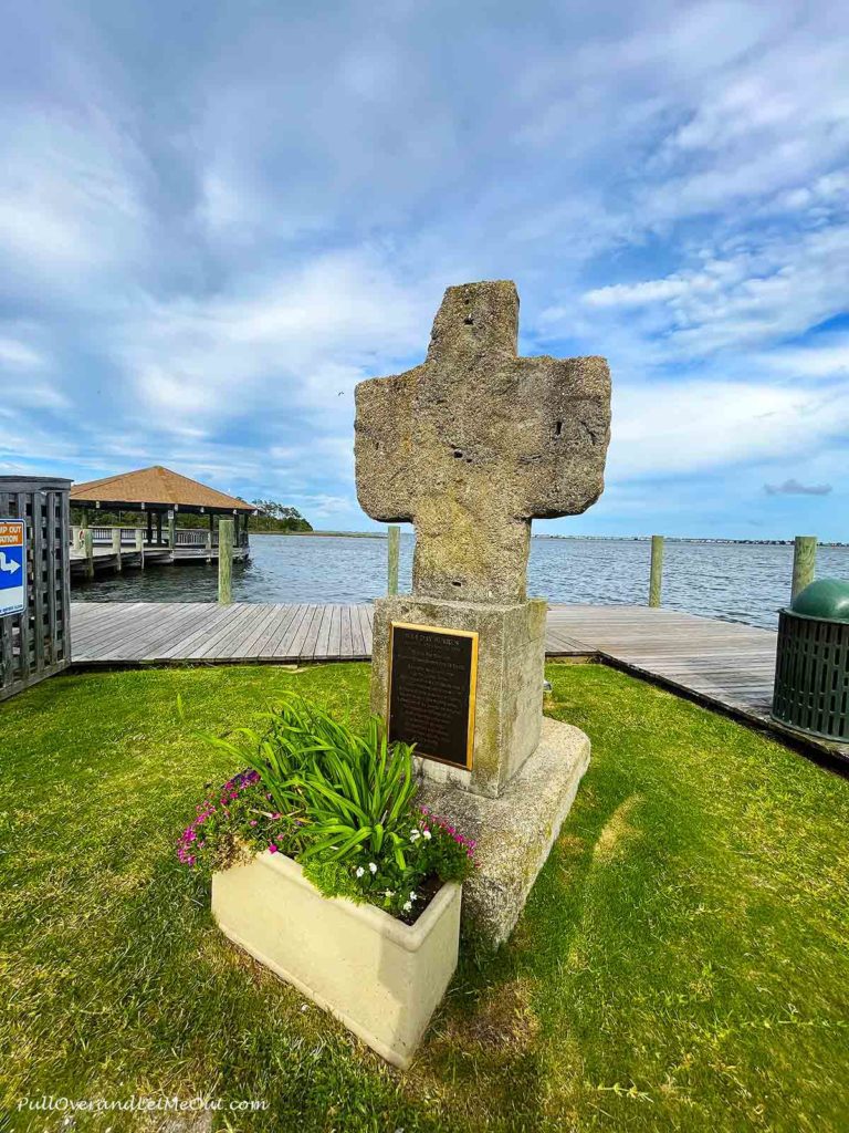 a memorial in a park on the dock