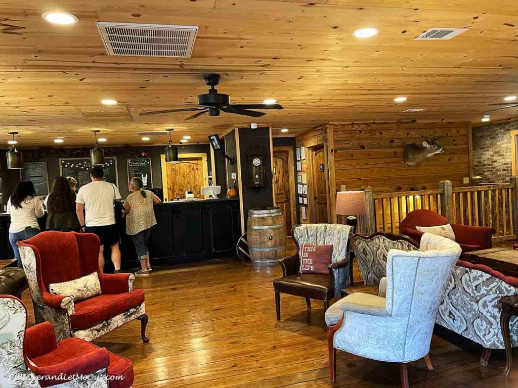 a bar in a wine tasting room