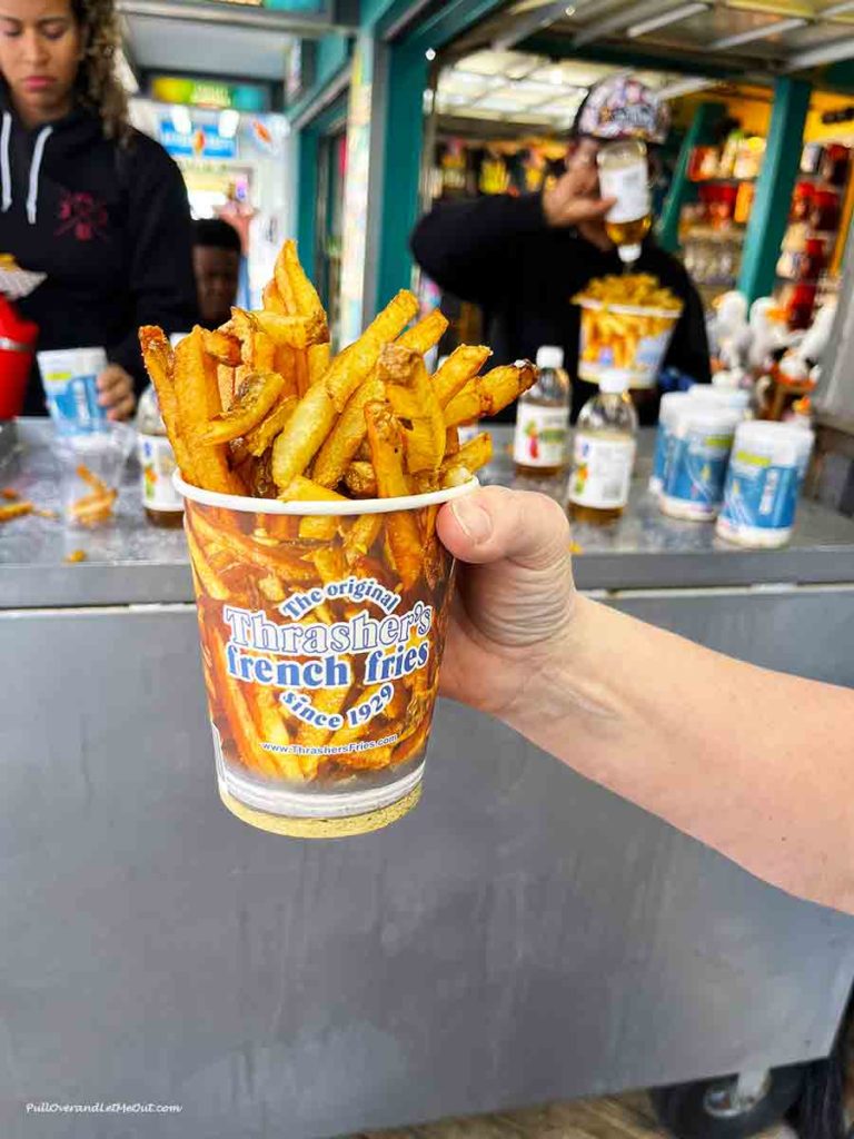 a cup of Thrasher's french fries