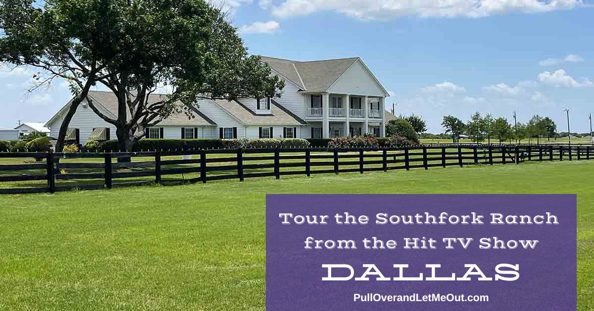 cover photo of the front of the Southfork Ranch from the TV show Dallas.