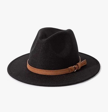 a dark brown fedora hat