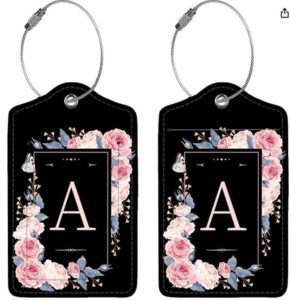 luggage tags with the initial "A" on them