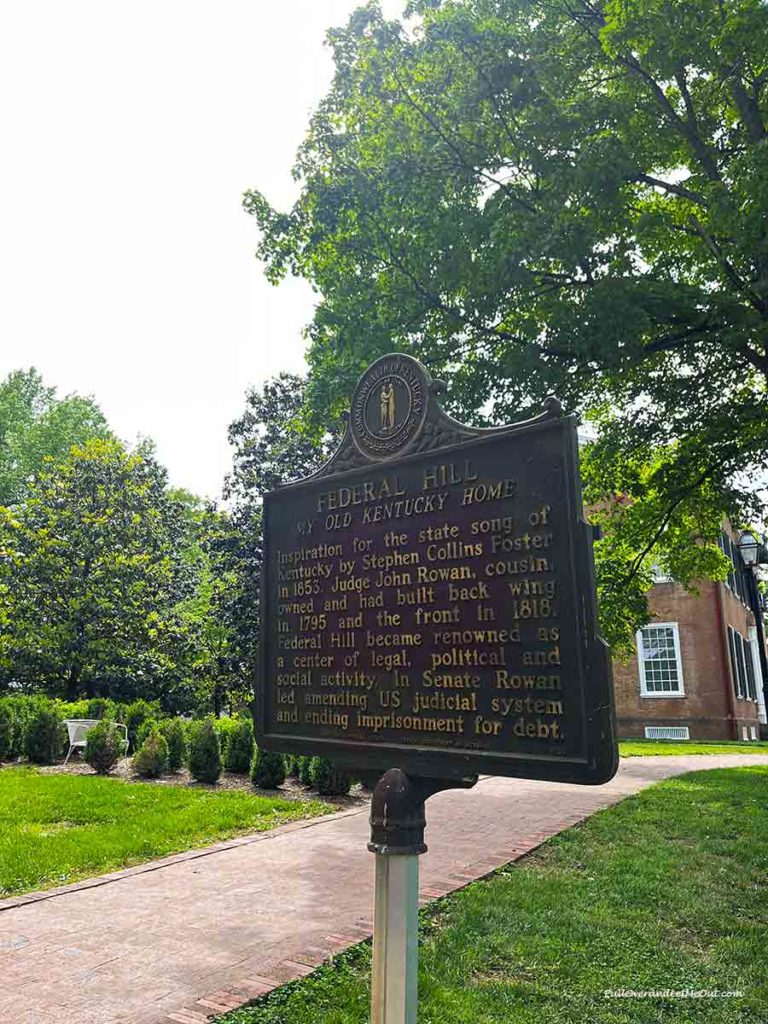 historic marker at Federal Hill in Bardstown, KY