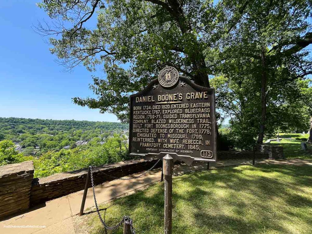 a marker at Daniel Boone's grave