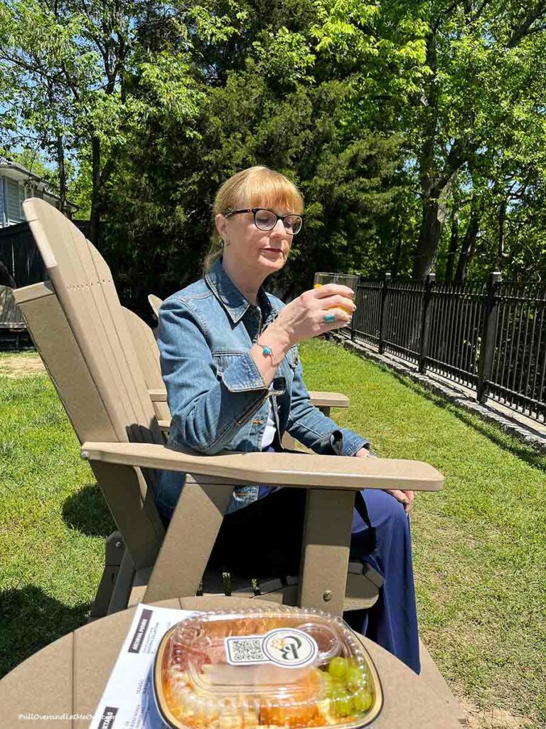 a woman after she sips a drink