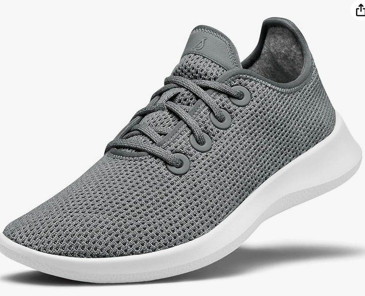 a pair of gray sneakers