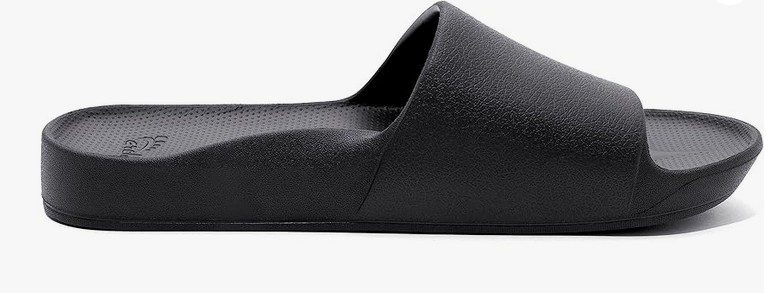 A man's black arch support slide shoe
