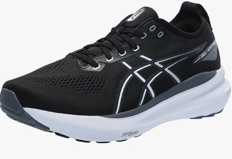 a single black Asics men's tennis shoe