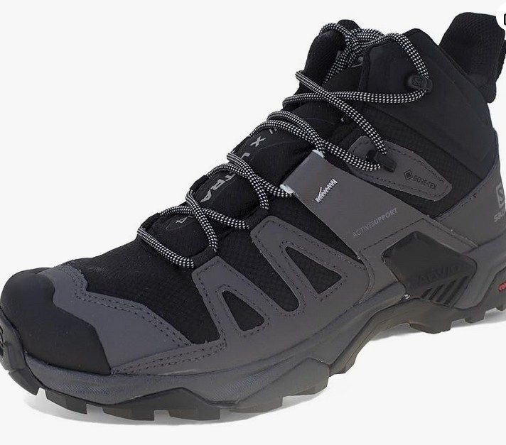 a black and gray hiking boot