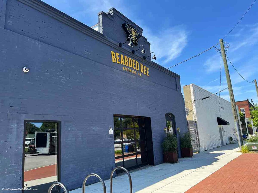 entrance to the Bearded Bee brewery in Wendell, NC