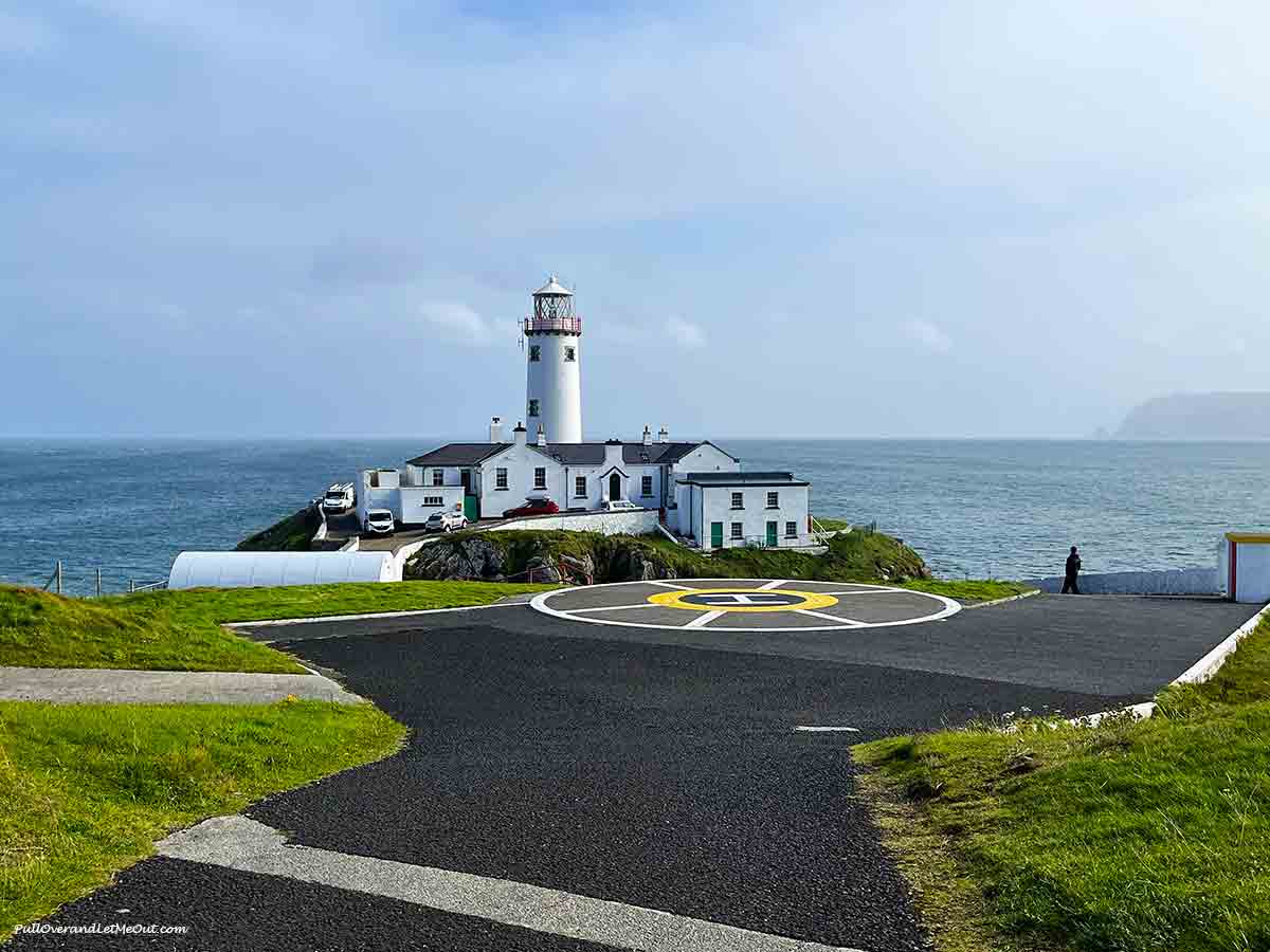 a helicopter pad in front of Fanad Lighthouse
