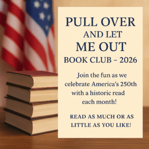 a stack of books in front of an American flag
